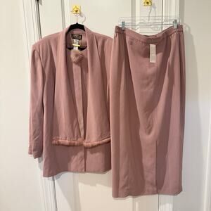 NWT CHAMPAYNE ITALY 2 Piece Skirt Suit Faux fur trim Size PLUS Sz 20